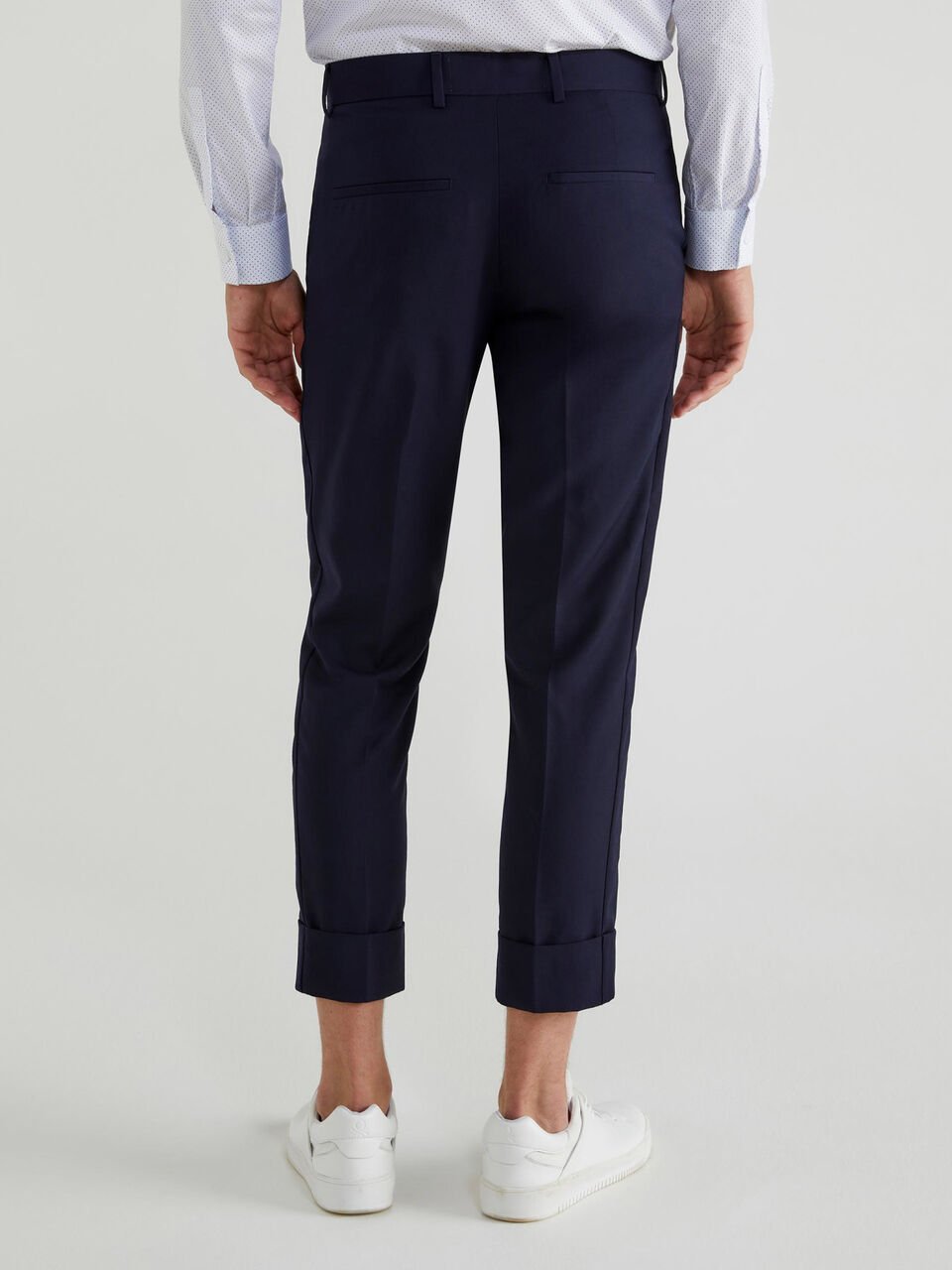 Chinos with crease and cuffs