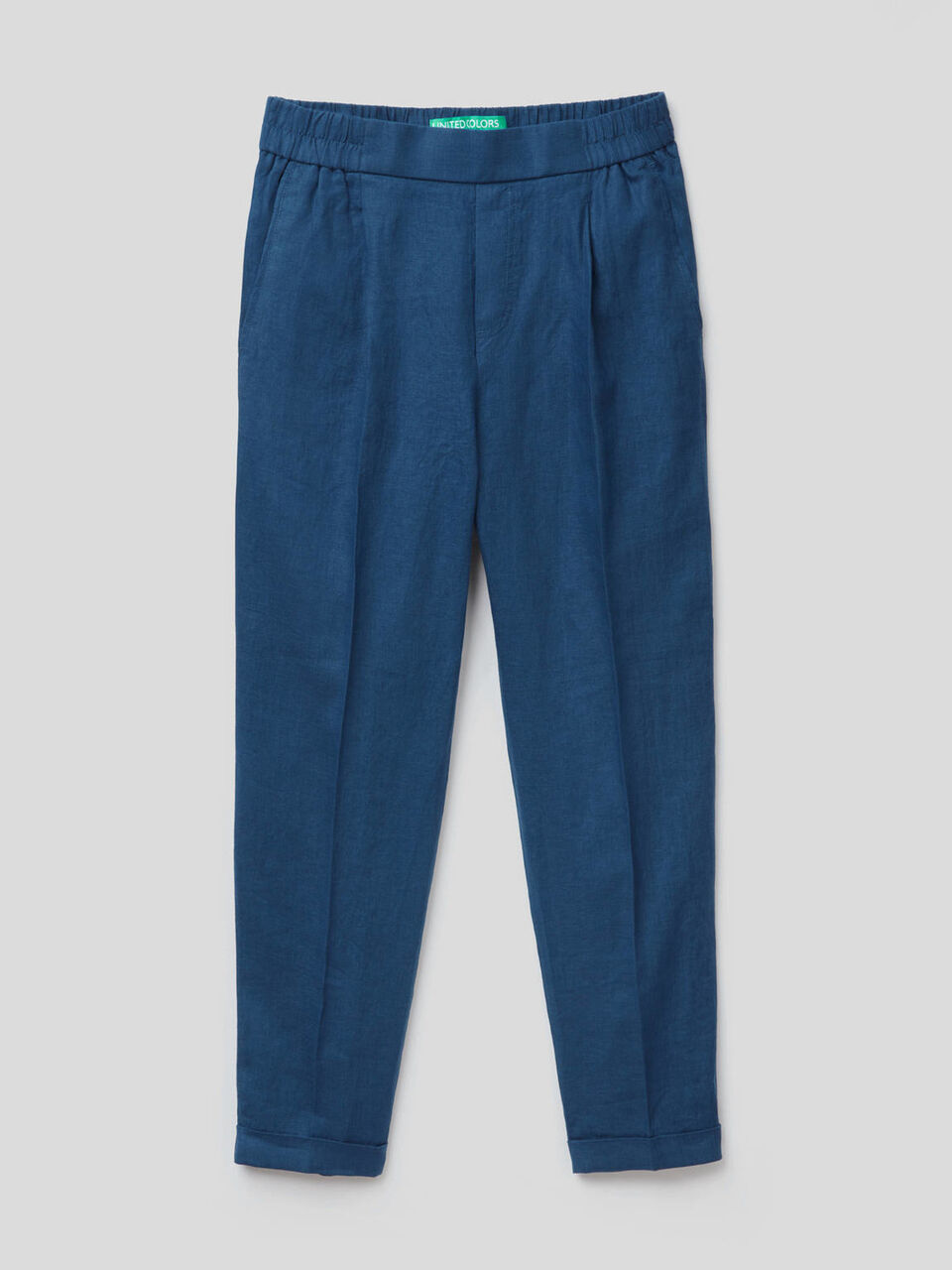 Cropped trousers in 100% linen image number 1