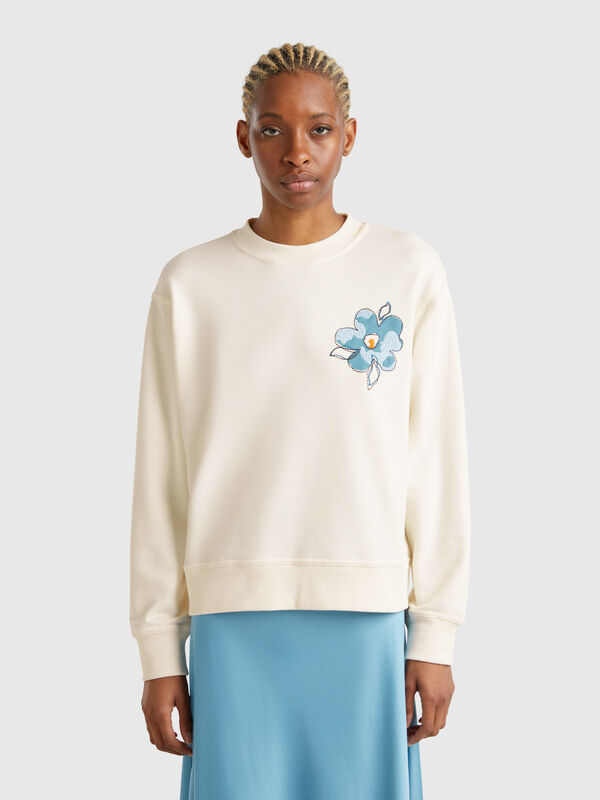 Sweatshirt with floral embroidery Women