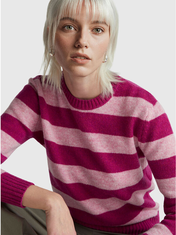Striped sweater in pure Shetland wool Women