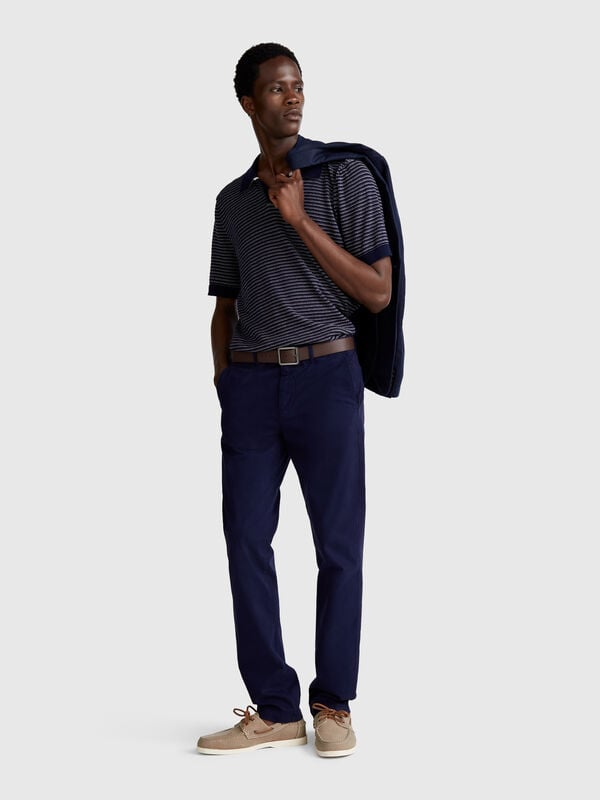 Midnight blue slim fit chinos Men