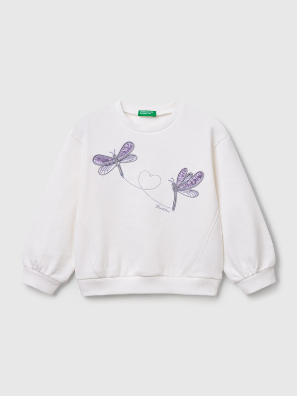 Crew-neck sweatshirt with sequins Junior Girl